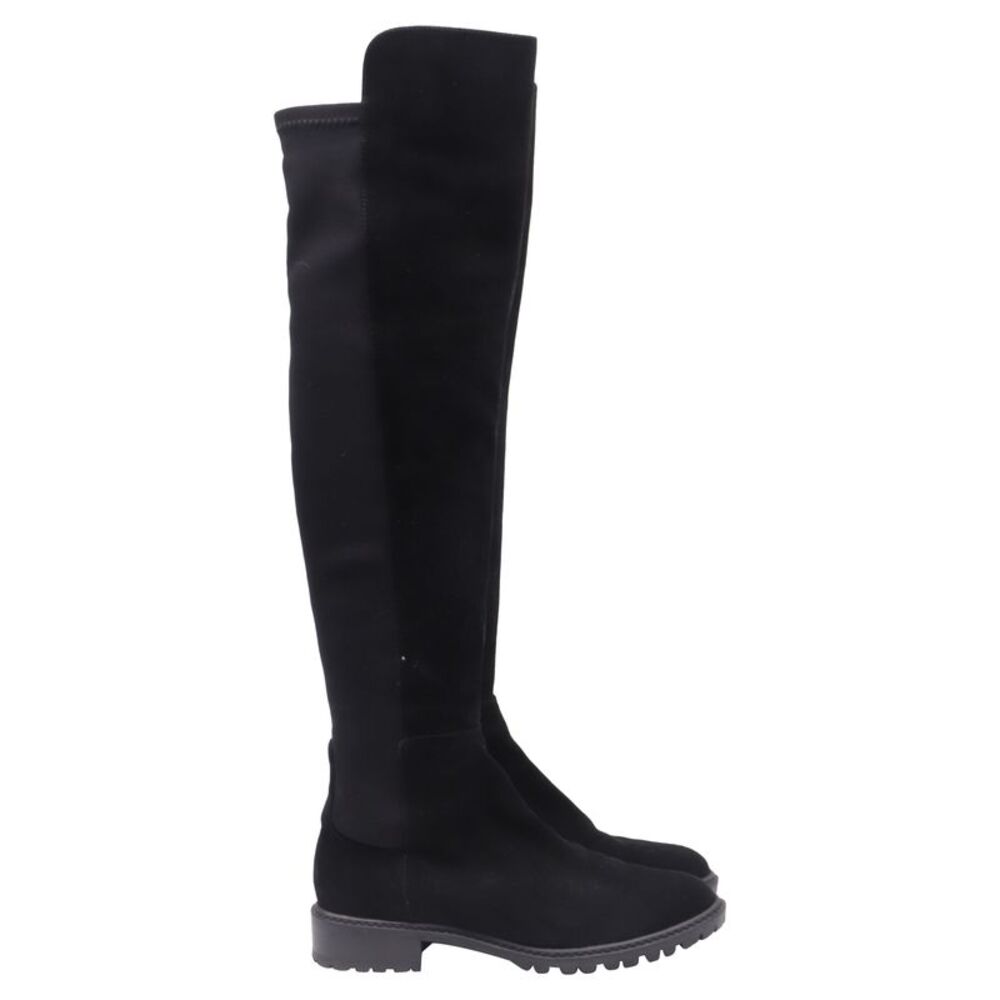 Stuart Weitzman Knee-High Boots in Black Suede